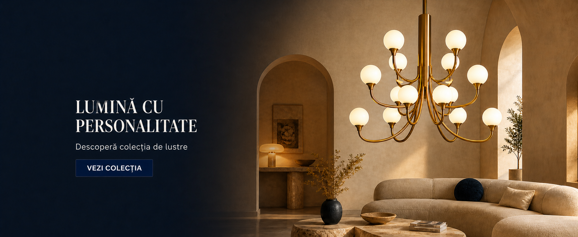 Sufragerie contemporană iluminată seara